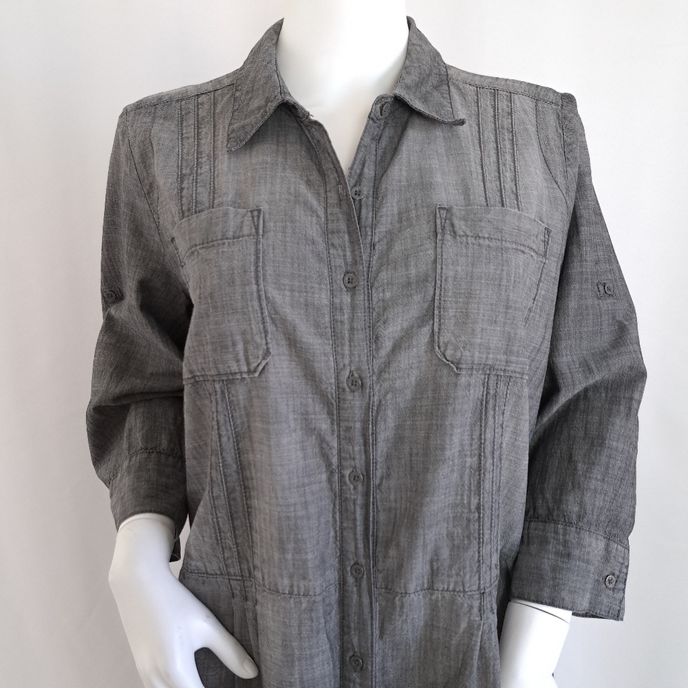 Calvin Klein Jeans Chambray Shirt Dress - Picture 2 of 8